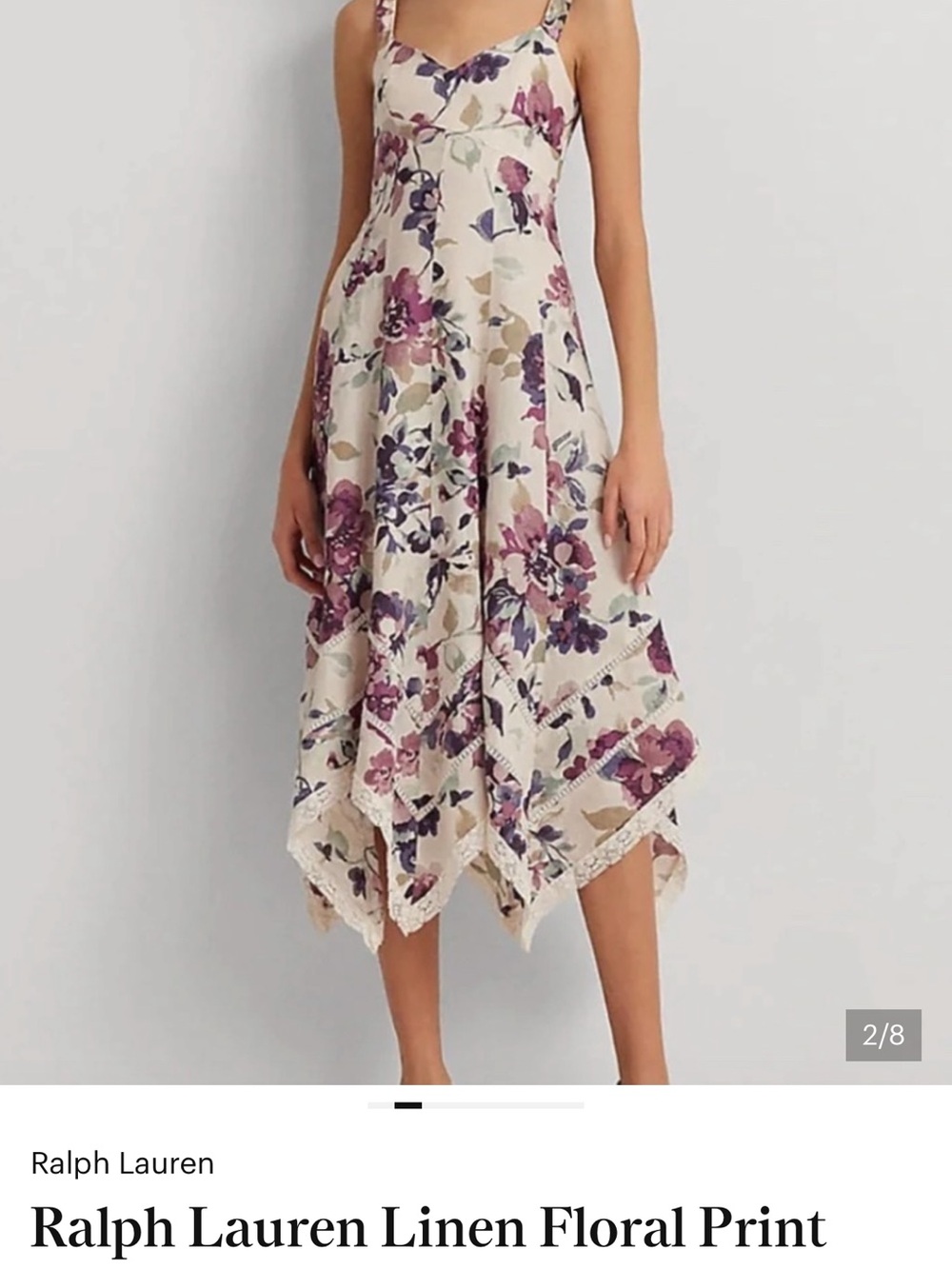Ralph Lauren Cream Dress with Pink & Purple Floral Print
